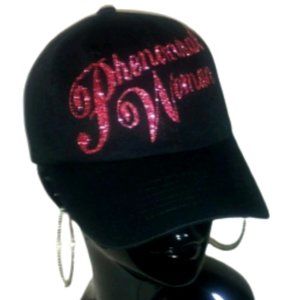 Phenomenal Women on a Fitted Black Baseball Cap with Shiny Lettering.